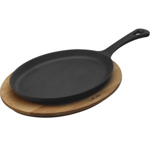 Sarten Oval Hierro Fundido con soporte de haya Serie Lava