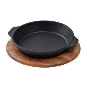 Mini Cacerola Oval Hierro Fundido con Soporte de Haya Serie Lava